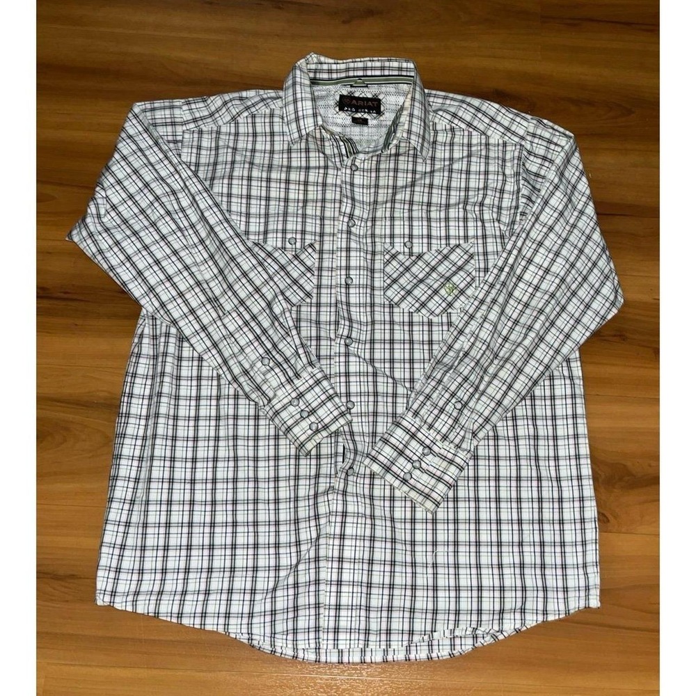 Mens Ariat Pro Series Plaid Pearl Snap Pocket Utility Long Sleeve Casual Shirt